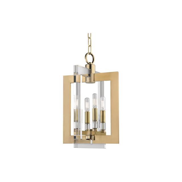 Hudson Valley 9312-AGB Wellington 4 Light 12 inch Aged Brass Pendant Ceiling Light