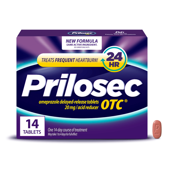 Prilosec OTC Omeprazole 20mg, 24 Hour Omeprazole Heartburn Relief, 14 Tablets - 14 each