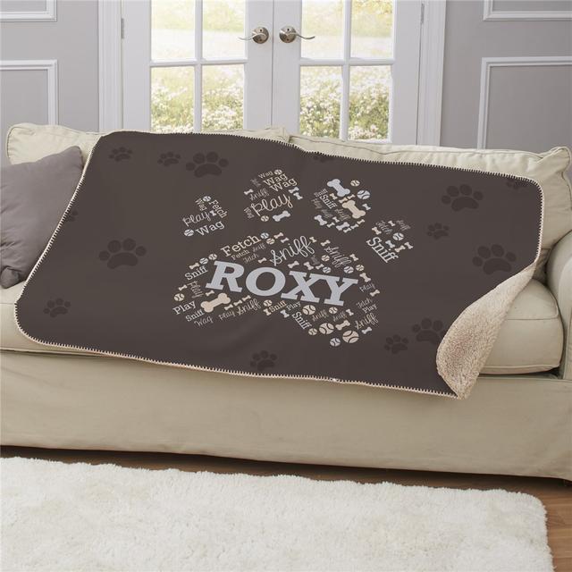 Personalized Paw Word-Art Sherpa